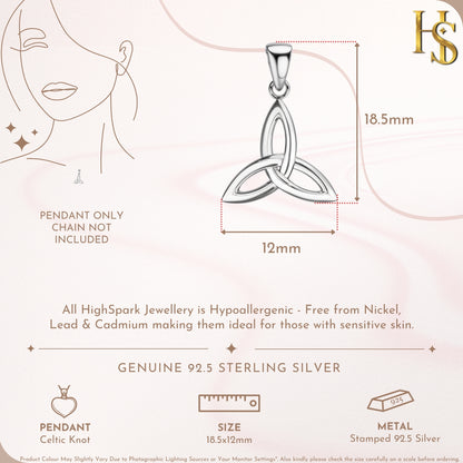 Classic Celtic Knot Pendant With Chain in 925 Sterling Silver For Women