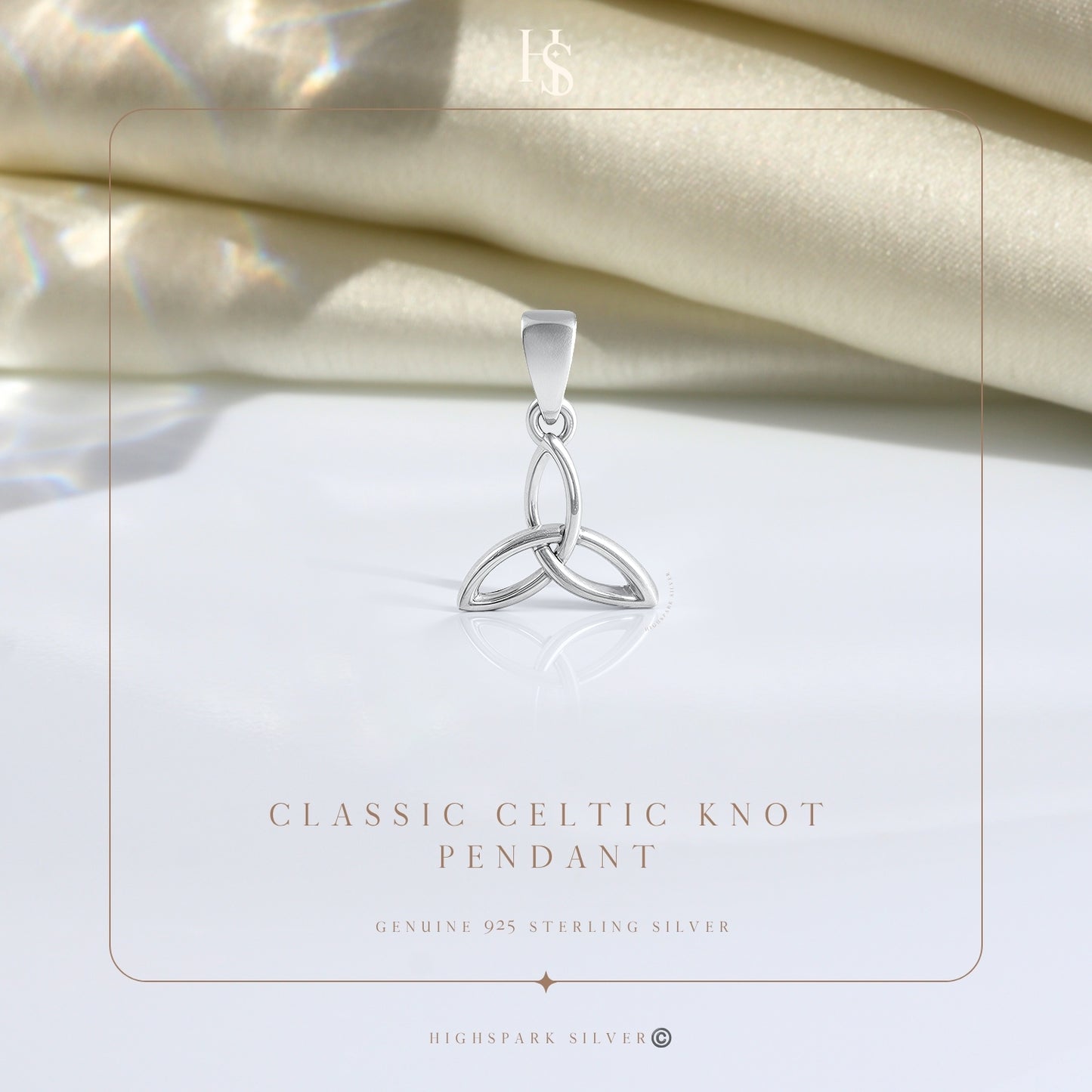 Classic Celtic Knot Pendant With Chain in 925 Sterling Silver For Women