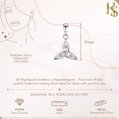 Trinity Love Knot Solitaire Pendant in 92.5 Sterling Silver For Women
