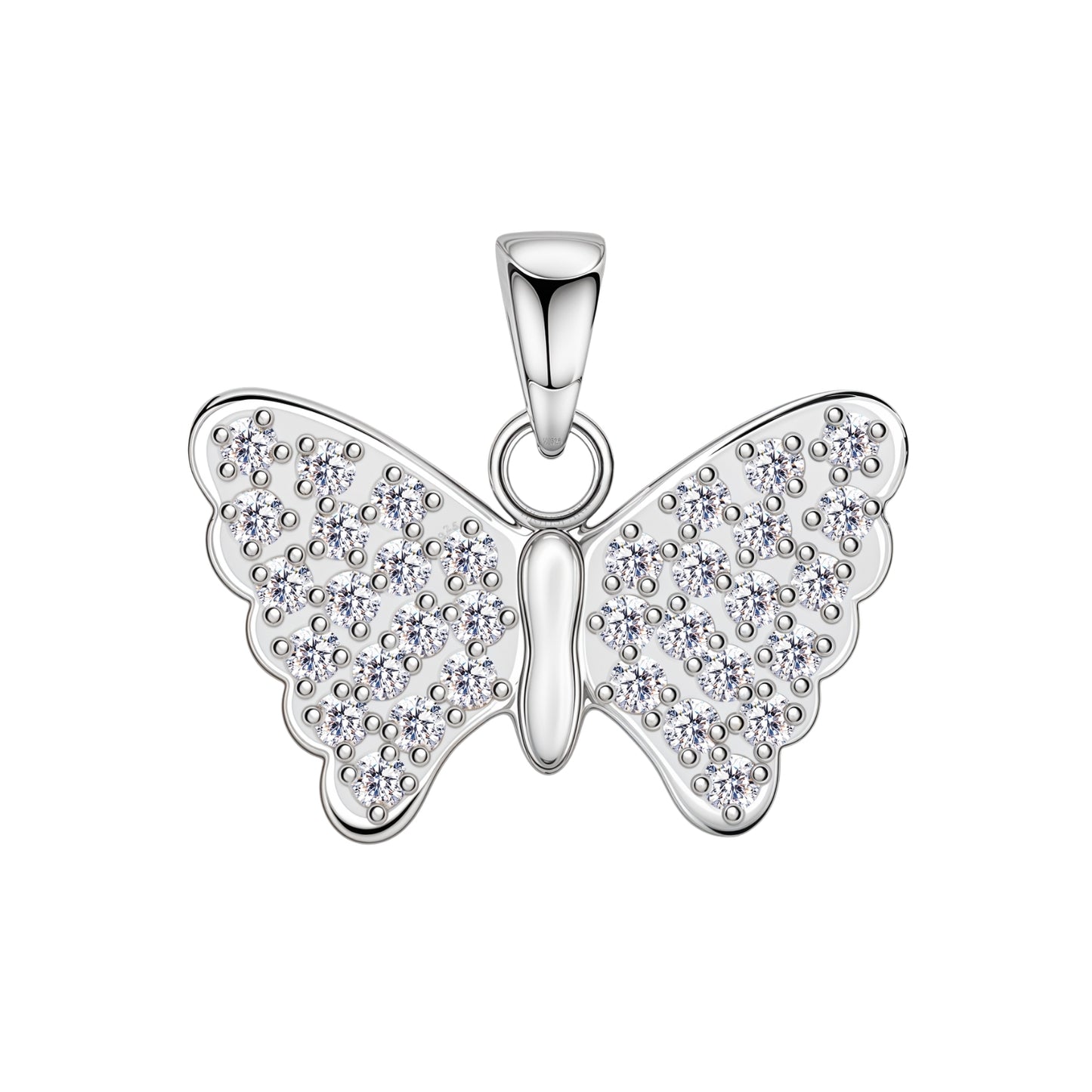 Sparkling Studded Butterfly Pendant With Chain in 925 Sterling Silver For Women