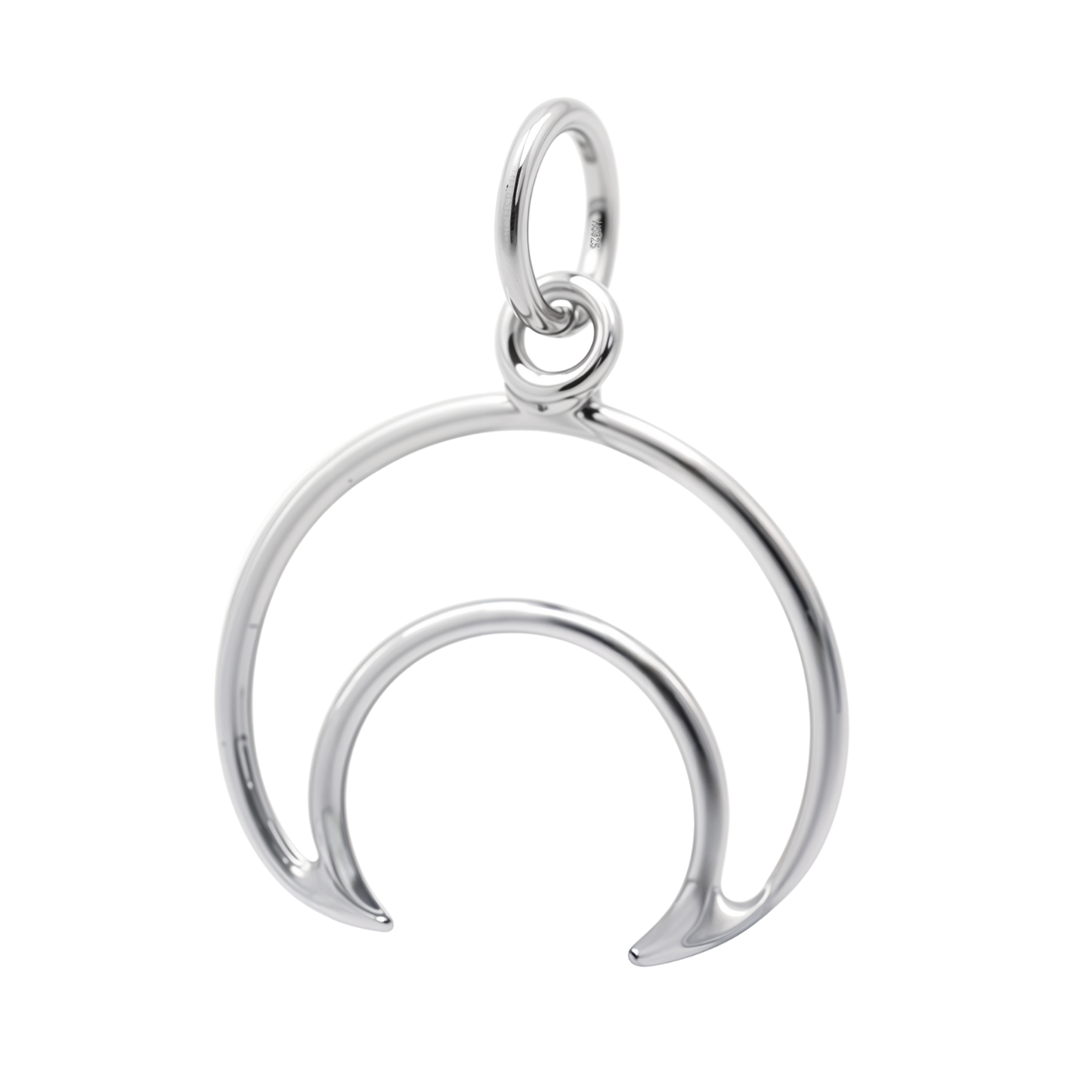 Classic Crescent Moon Pendant With Chain in 925 Sterling Silver For Women