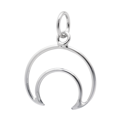 Classic Crescent Moon Pendant With Chain in 925 Sterling Silver For Women