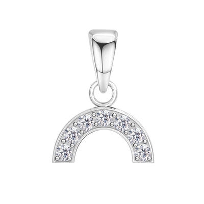 Dazzling Solitaire Rainbow Curve Pendant With Chain in 925 Sterling Silver For Women