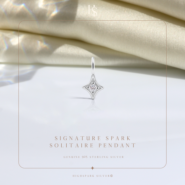 Signature Spark Solitaire Pendant With Chain in 925 Sterling Silver For Women