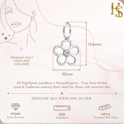 Elegant Daisy Floral Pendant With Chain in 925 Sterling Silver For Women