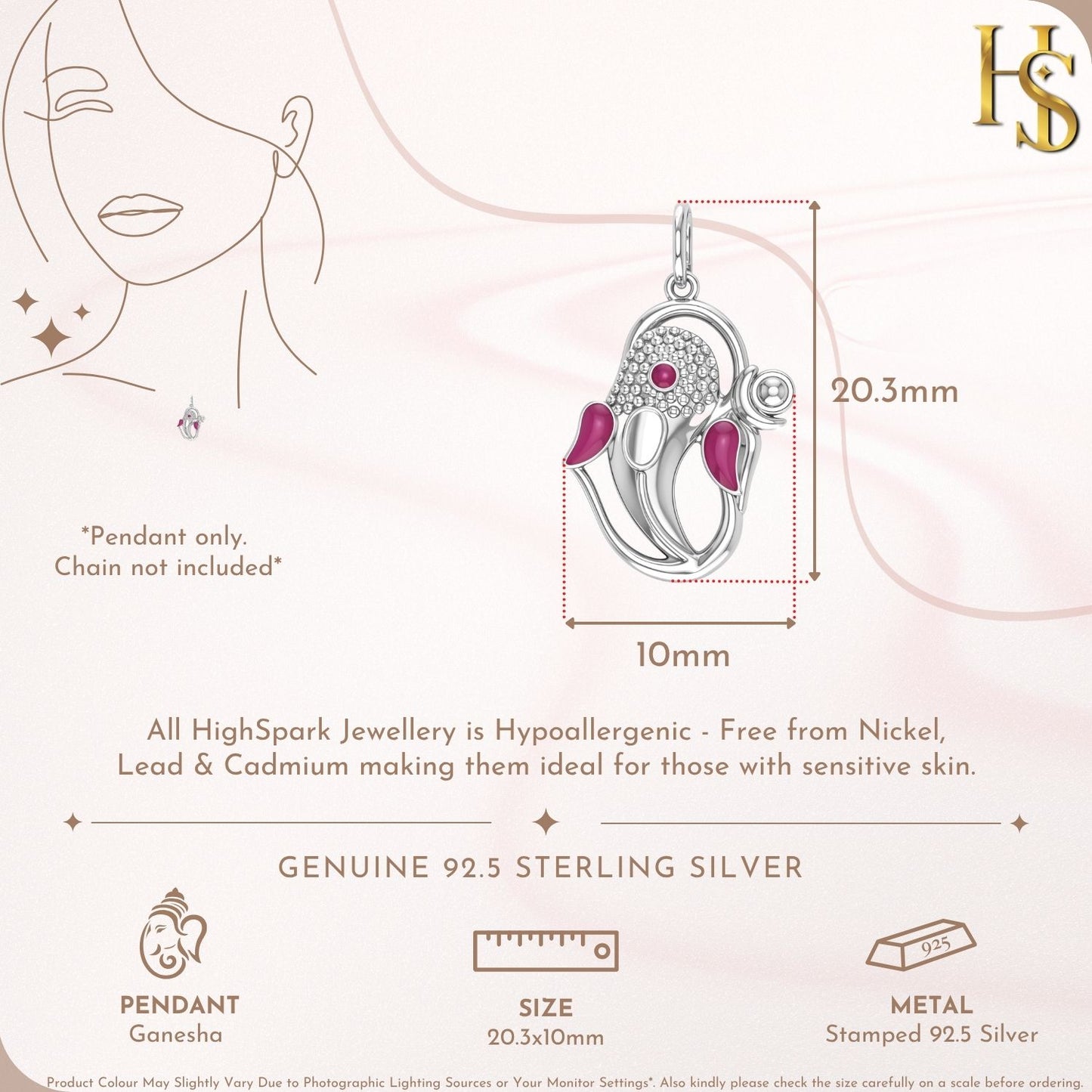 Divine Ganesha Pendant in 925 Sterling Silver For Men & Women