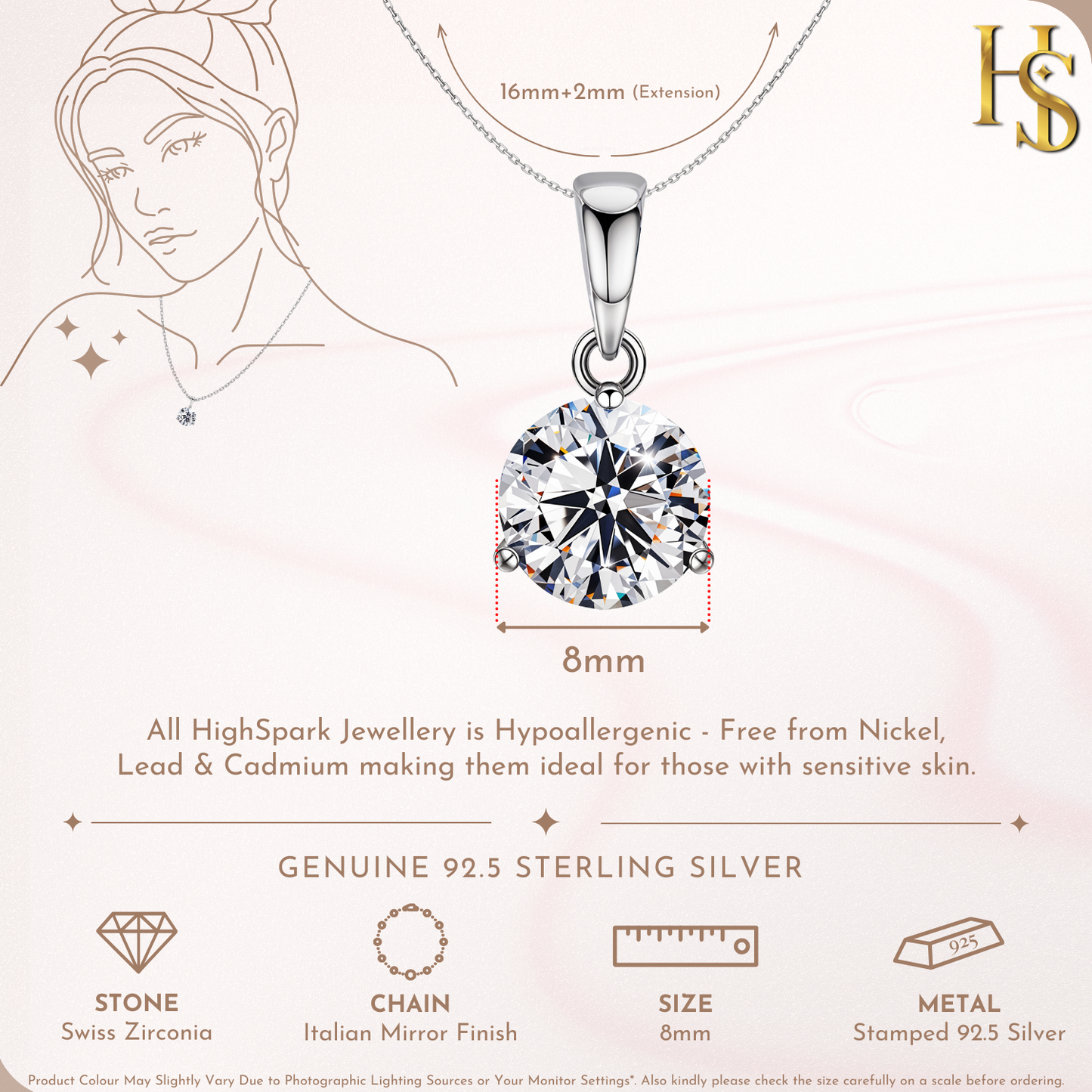 Sparkling Martini Pendant in 92.5 Sterling Silver With Diamond like Brilliance Zirconia