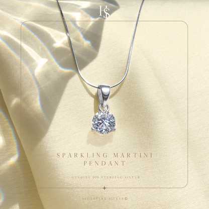 Sparkling Martini Pendant in 92.5 Sterling Silver With Diamond like Brilliance Zirconia