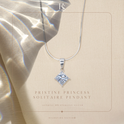 Princess Diamond Solitaire Earrings, Pendant & Chain Set in 92.5 Sterling Silver With Diamond like Brilliance Zirconia