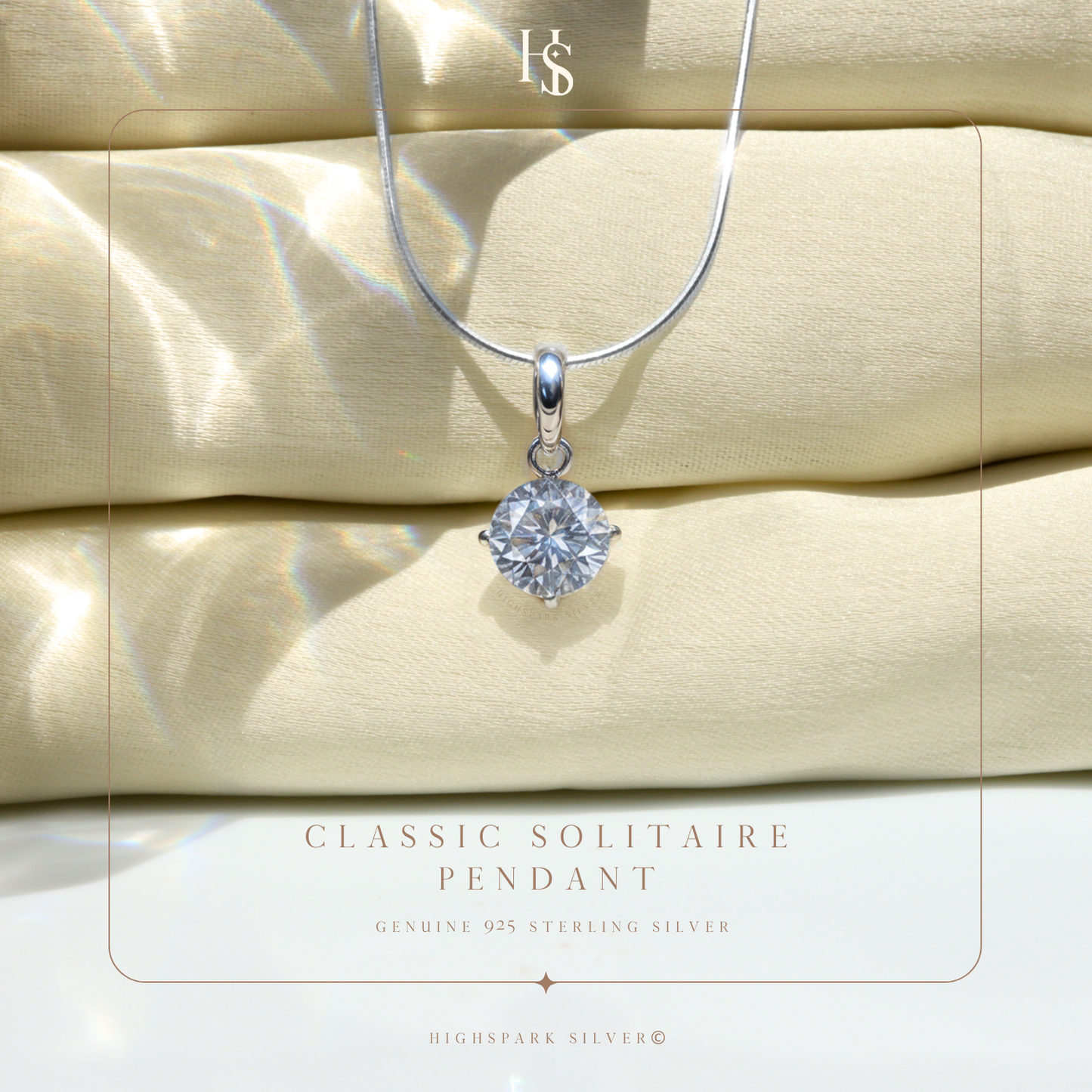 Solitaire Pendant in 92.5 Silver embellished with Sparkling Zirconia.