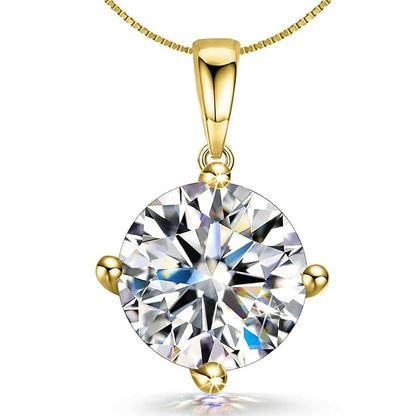 Solitaire Pendant with Chain in 92.5 Silver embellished with Sparkling Zirconia - 18K Gold finish - 8MM