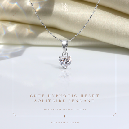 Hypnotic Heart Solitaire Pendant in 92.5 Sterling Silver With Diamond like Brilliance Zirconia.
