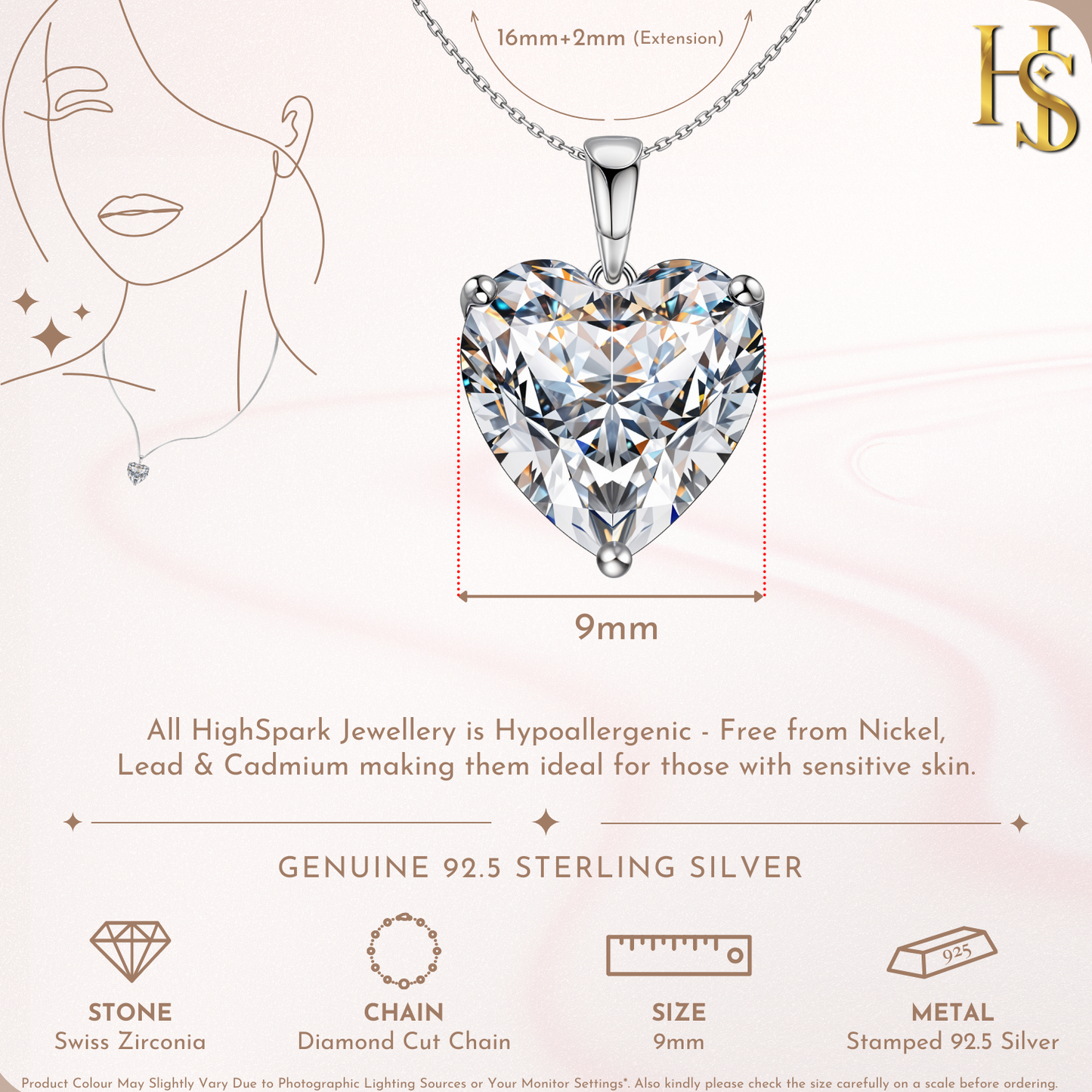 Hypnotic Heart Solitaire Pendant in 92.5 Sterling Silver With Diamond like Brilliance Zirconia