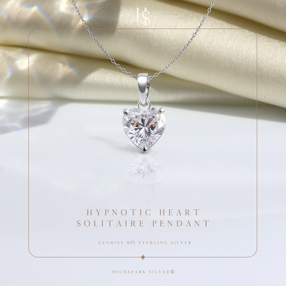 Hypnotic Heart Solitaire Pendant in 92.5 Sterling Silver With Diamond like Brilliance Zirconia HighSpark