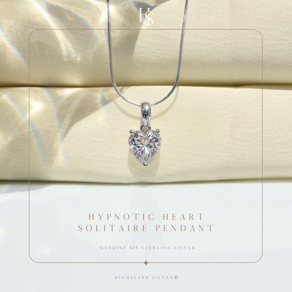 Hypnotic Heart Solitaire Pendant in 92.5 Sterling Silver With Diamond like Brilliance Zirconia