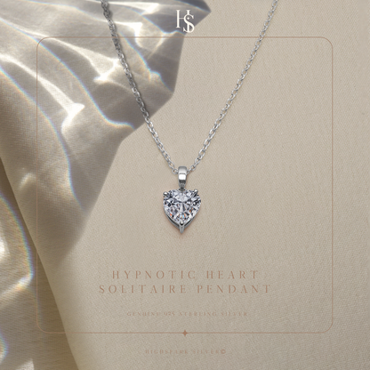 Hypnotic Heart Solitaire Pendant in 92.5 Sterling Silver With Diamond like Brilliance Zirconia