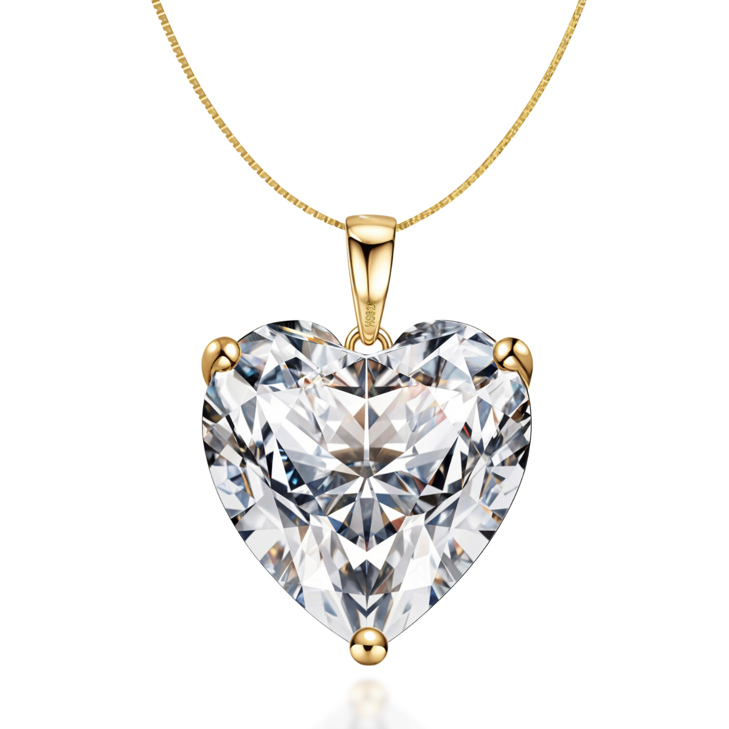 Gold Heart Solitaire Pendant with Chain embellished with Sparkling Zirconia in 18K Gold Finish - 92.5 Silver in 18K Gold Finish