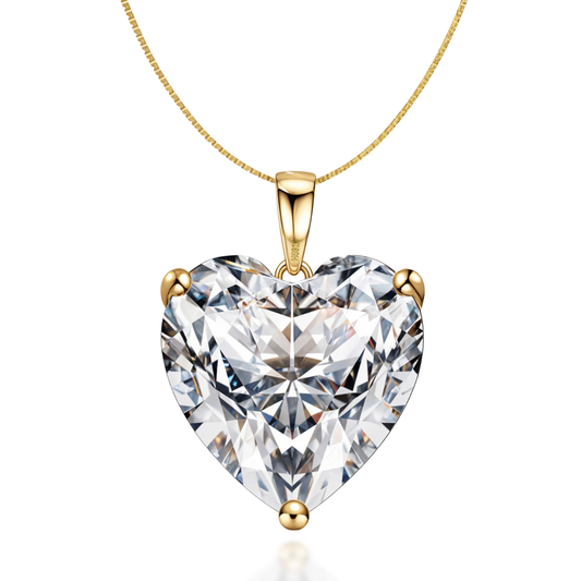 Gold Heart Solitaire Pendant with Chain embellished with Sparkling Zirconia in 18K Gold Finish - 92.5 Silver in 18K Gold Finish