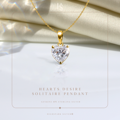18K Gold Solitaire Pendant with Chain embellished with Sparkling Zirconia In 18K Gold Finish - 92.5 Silver