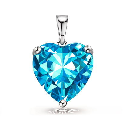 Blue Heart Solitaire Pendant in 92.5 Sterling Silver With Diamond like Brilliance Zirconia