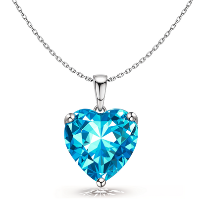 Blue Heart Solitaire Pendant in 92.5 Sterling Silver With Diamond like Brilliance Zirconia