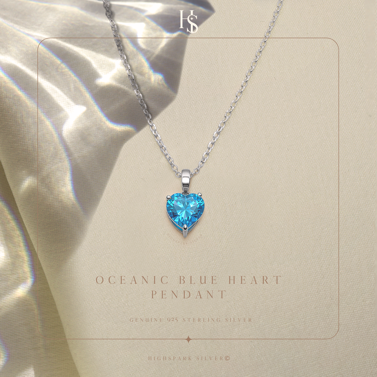 Blue Heart Solitaire Pendant in 92.5 Sterling Silver With Diamond like Brilliance Zirconia