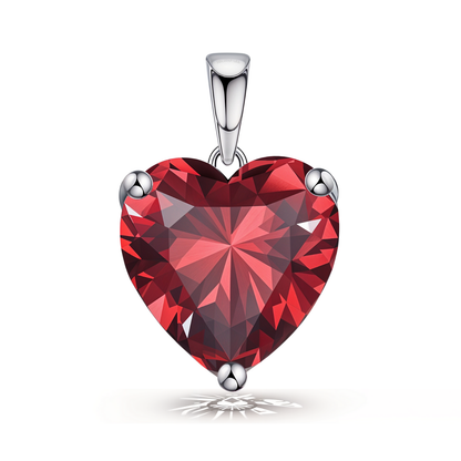 Red Heart Solitaire Pendant with Chain embellished with Swiss Zirconia in 92.5 Silver