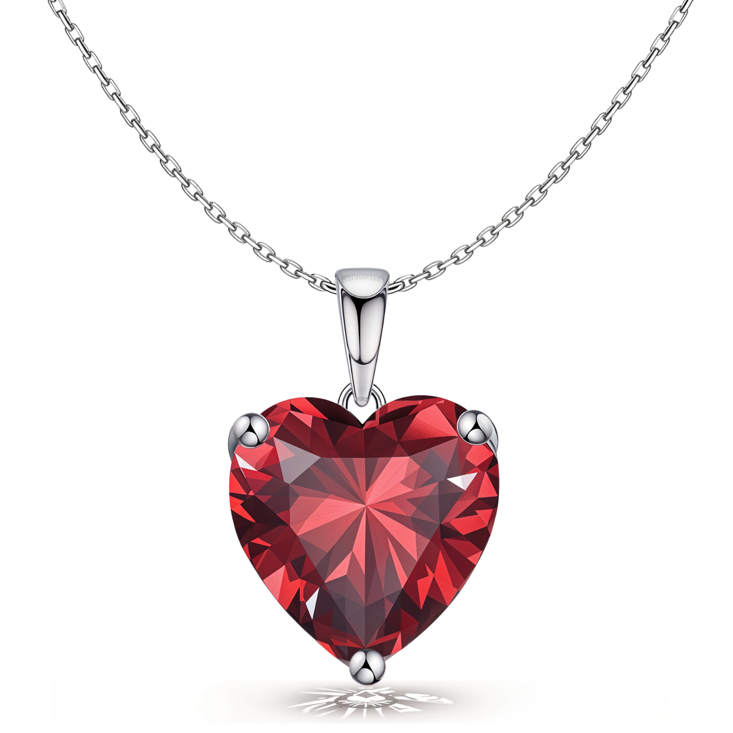 Red Heart Solitaire Pendant with Chain embellished with Swiss Zirconia in 92.5 Silver