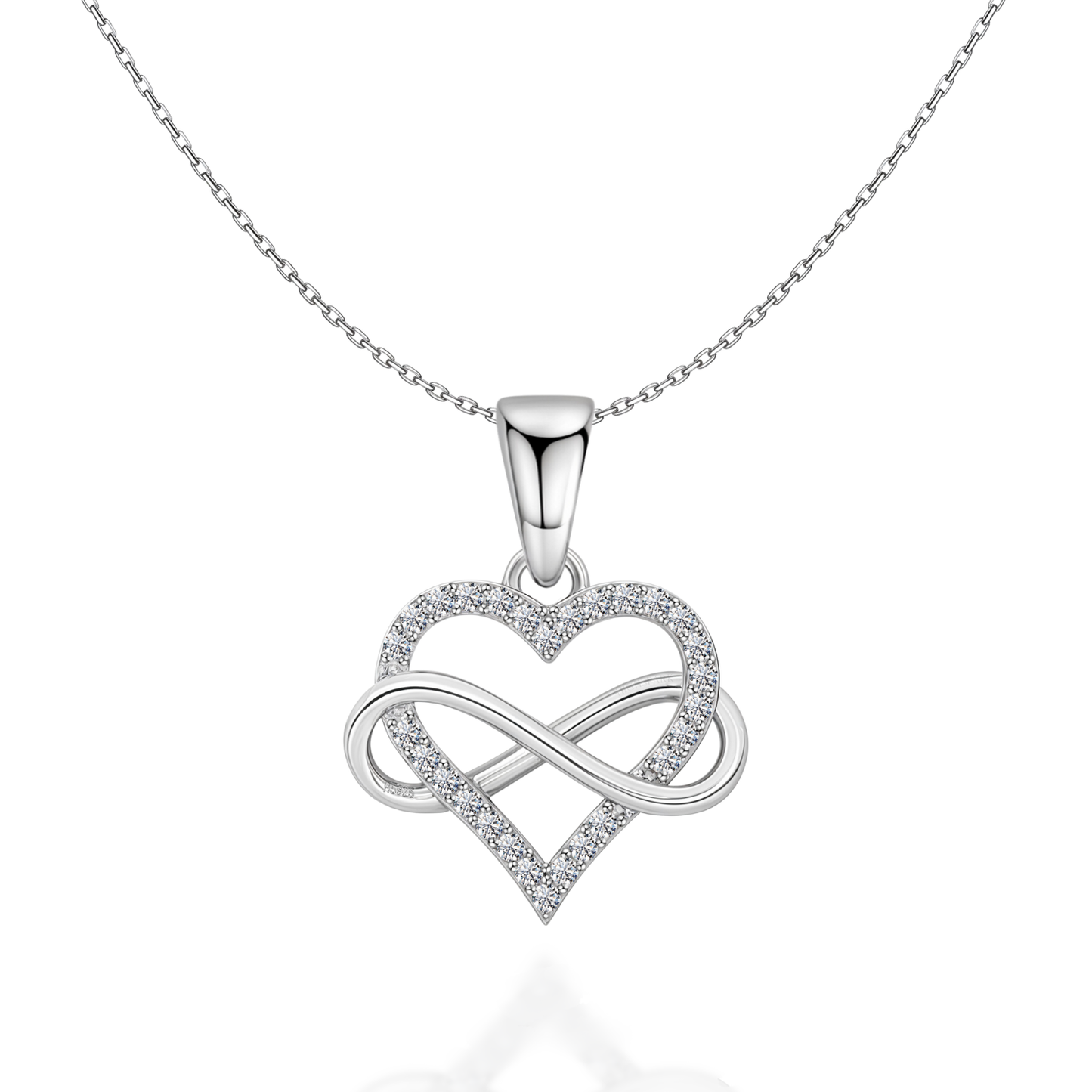 Intertwined Infinite Love Pendant in 92.5 Sterling Silver With Diamond like Brilliance Zirconia HighSpark