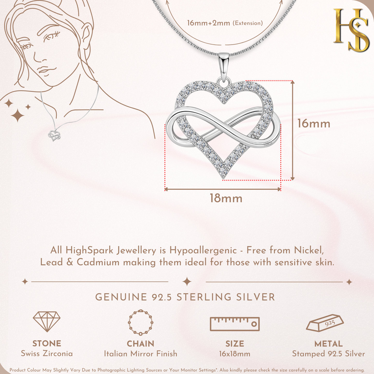 Intertwined Infinite Love Pendant in 92.5 Sterling Silver With Diamond like Brilliance Zirconia