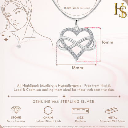 Intertwined Infinite Love Pendant in 92.5 Sterling Silver With Diamond like Brilliance Zirconia