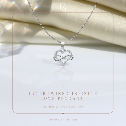 Intertwined Infinite Love Pendant in 92.5 Sterling Silver With Diamond like Brilliance Zirconia HighSpark