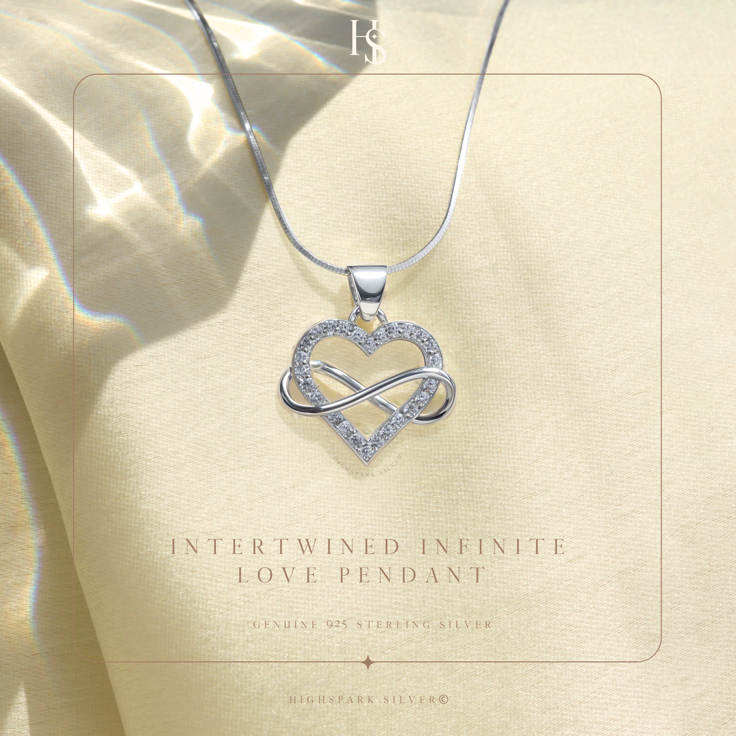 Intertwined Infinite Love Pendant in 92.5 Sterling Silver With Diamond like Brilliance Zirconia