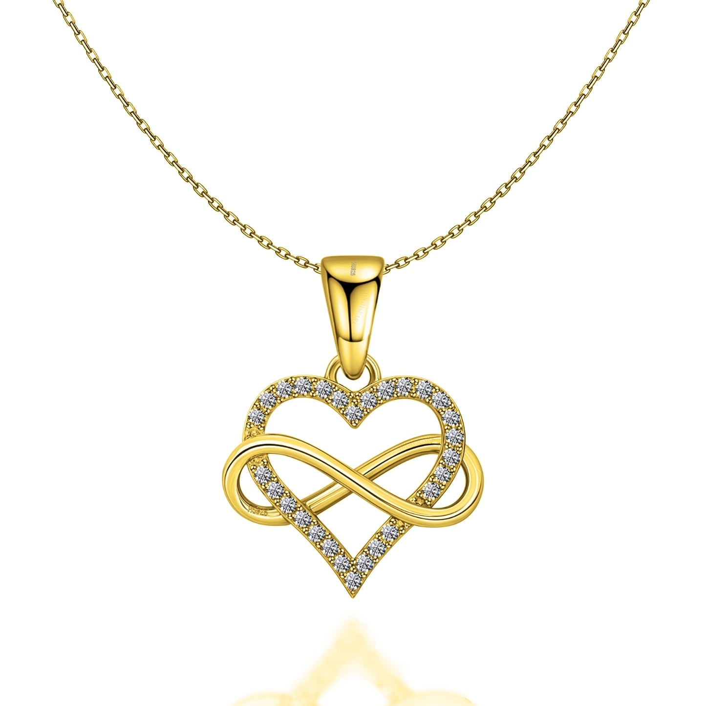 Intertwined Infinity Love Pendant WIth Chain in 925 Sterling Silver in 18k Gold Finish For Women