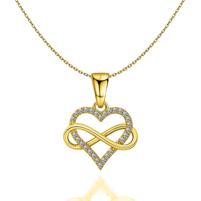Intertwined Infinity Love Pendant WIth Chain in 925 Sterling Silver in 18k Gold Finish For Women