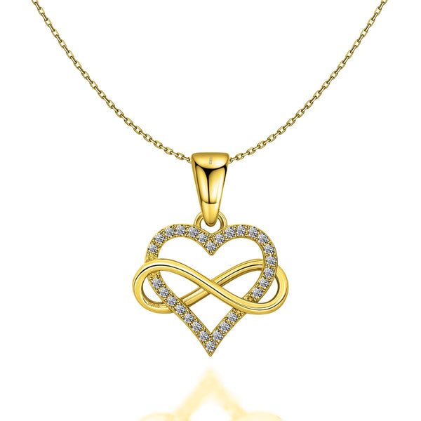 Intertwined Infinity Love Pendant WIth Chain in 925 Sterling Silver in 18k Gold Finish For Women