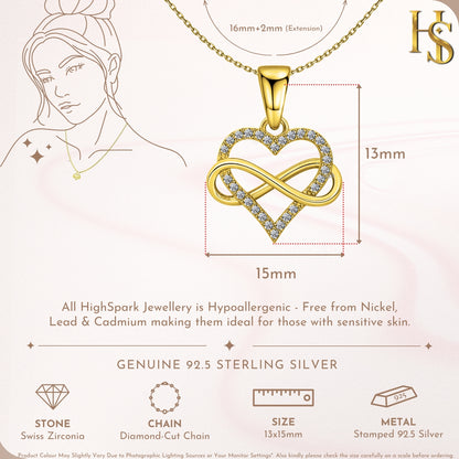 Intertwined Infinity Love Pendant WIth Chain in 925 Sterling Silver in 18k Gold Finish For Women