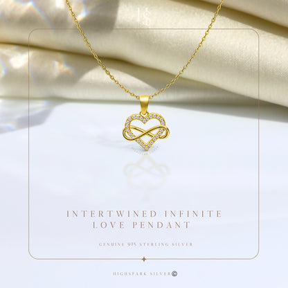 Intertwined Infinity Love Pendant WIth Chain in 925 Sterling Silver in 18k Gold Finish For Women
