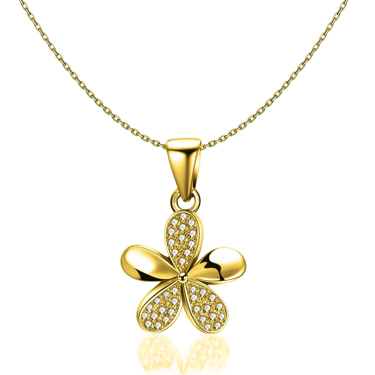 Gold-Plated Flower Pendant Necklace in 925 Sterling Silver