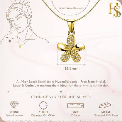 Enchanting Floral Pendant With Chain in 925 Sterling Silver in 18k Gold Finish For Women