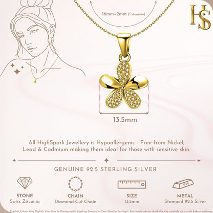 Gold-Plated Flower Pendant Necklace in 925 Sterling Silver