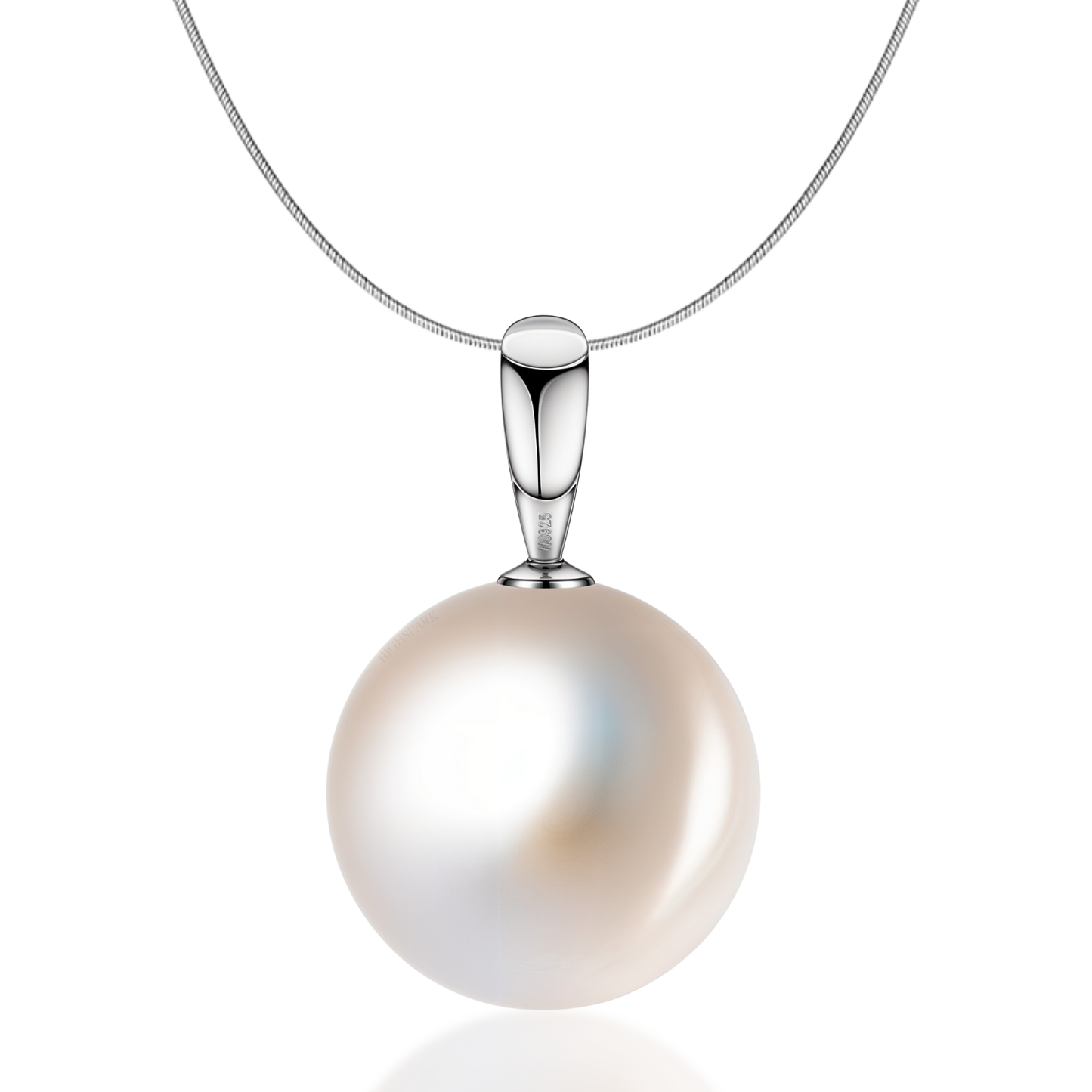 Radiant Round Pearl Pendant in 92.5 Sterling Silver with Brilliant Luster South Sea Pearl