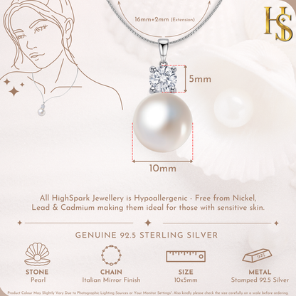 Ethereal Pearl Solitaire Pendant in 92.5 Sterling Silver With Diamond like Brilliance Zirconia