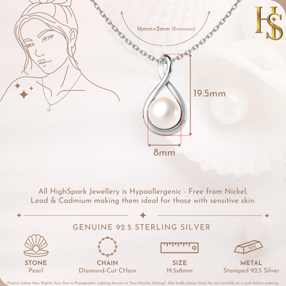 Infinity Pearl Pendant in 925 Sterling Silver for Women