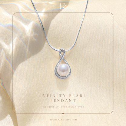 Infinity Pearl Pendant in 925 Sterling Silver for Women