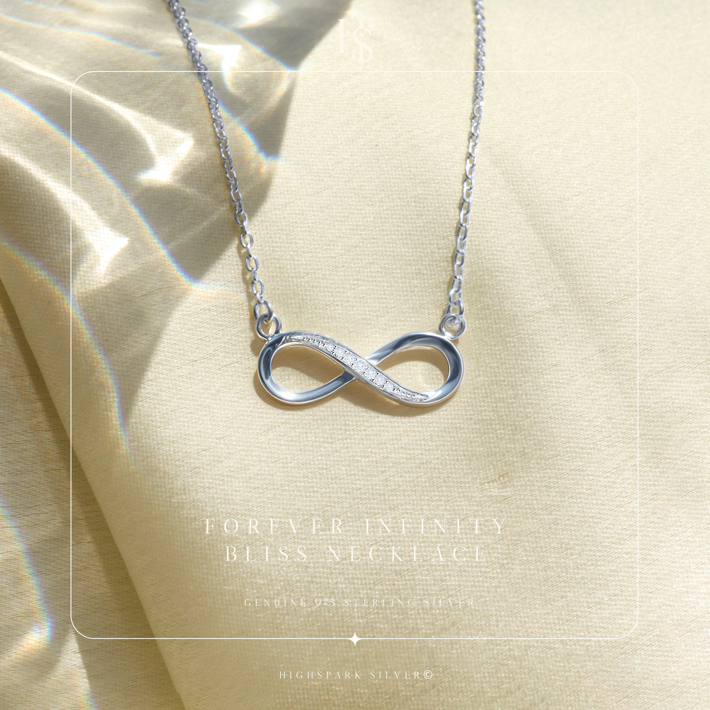 Infinity Pendant in 92.5 Silver studded with Swiss Zirconia