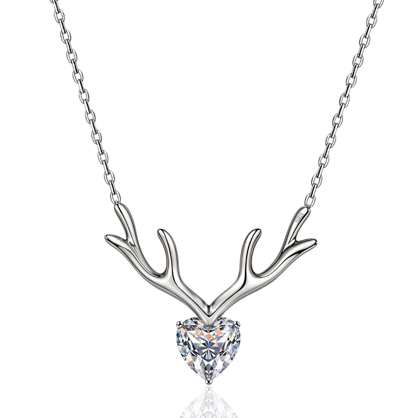 Deer Heart Necklace in 92.5 Sterling Silver With Diamond like Brilliance Zirconia