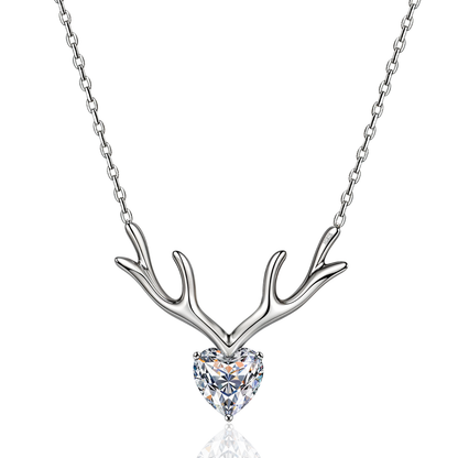 Deer Heart Necklace in 92.5 Sterling Silver With Diamond like Brilliance Zirconia