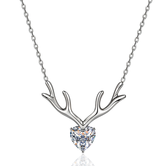 Deer Heart Necklace in 92.5 Sterling Silver With Diamond like Brilliance Zirconia