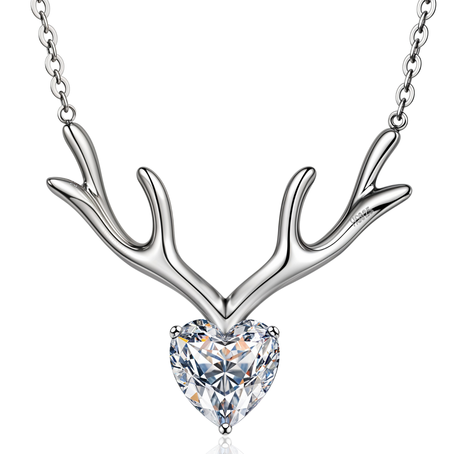 Deer Heart Necklace in 92.5 Sterling Silver With Diamond like Brilliance Zirconia